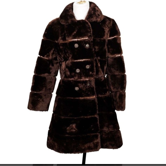 Vintage Mouton Lamb Fur Brown Coat - Picture 1 of 5